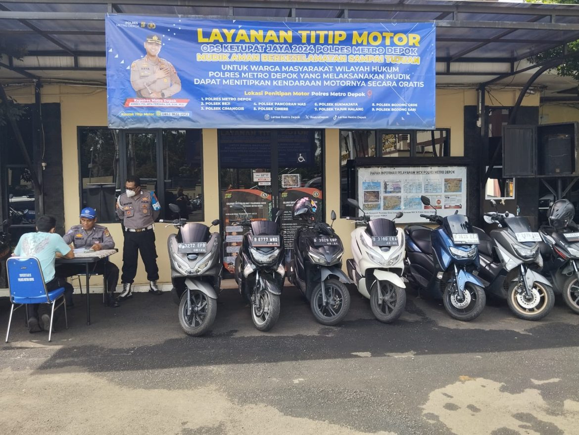 Layanan Titip Motor Gratis Disediakan oleh Polres Metro Depok dan Polsek Jajaran untuk Pemudik